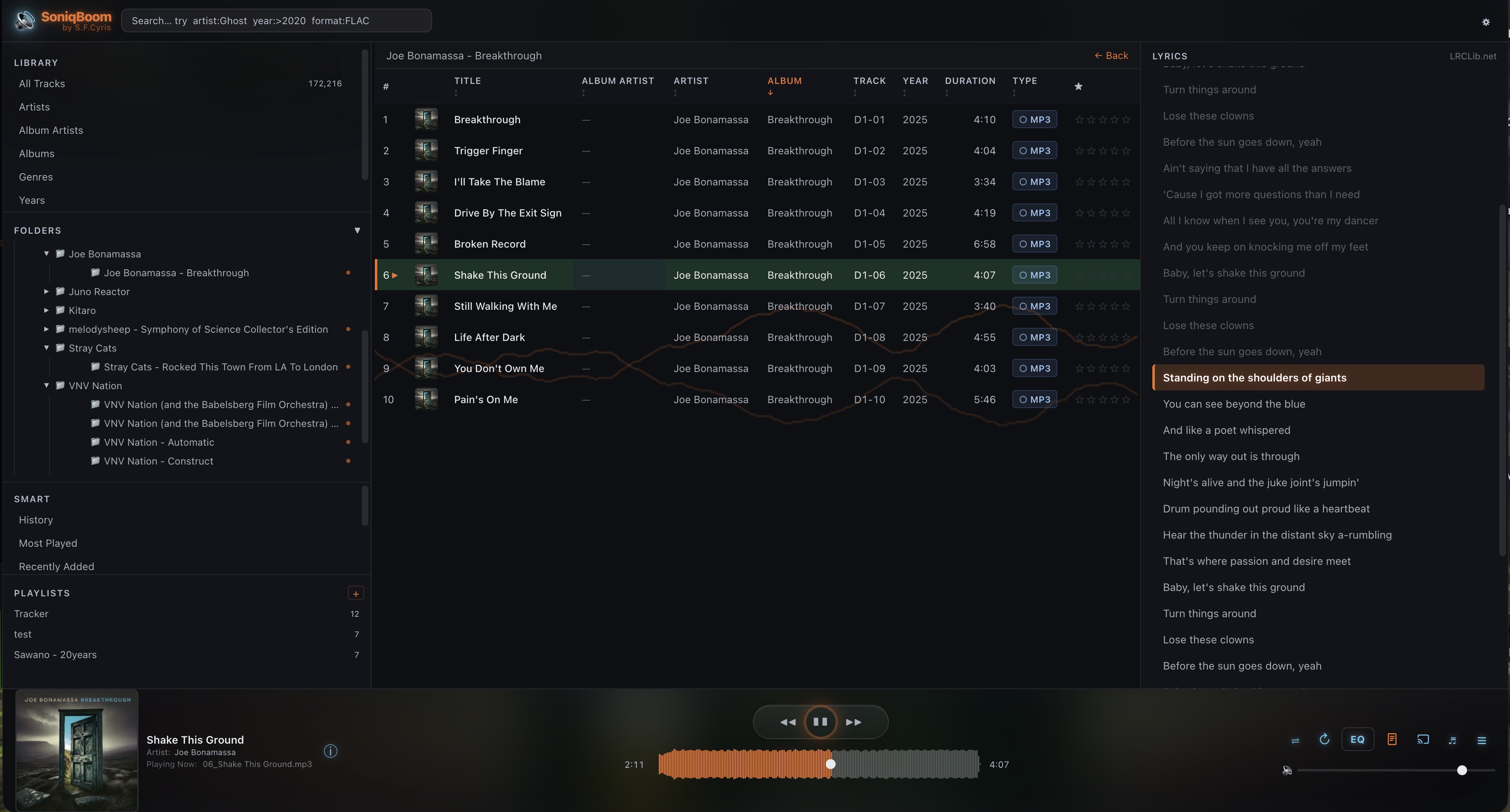 Time-synced lyrics scrolling with the track
